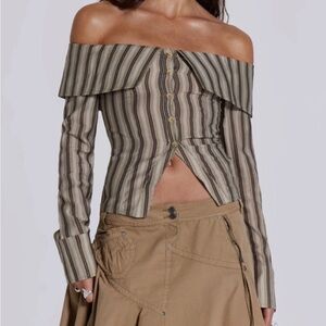Striped Off-Shoulder Top jaded London